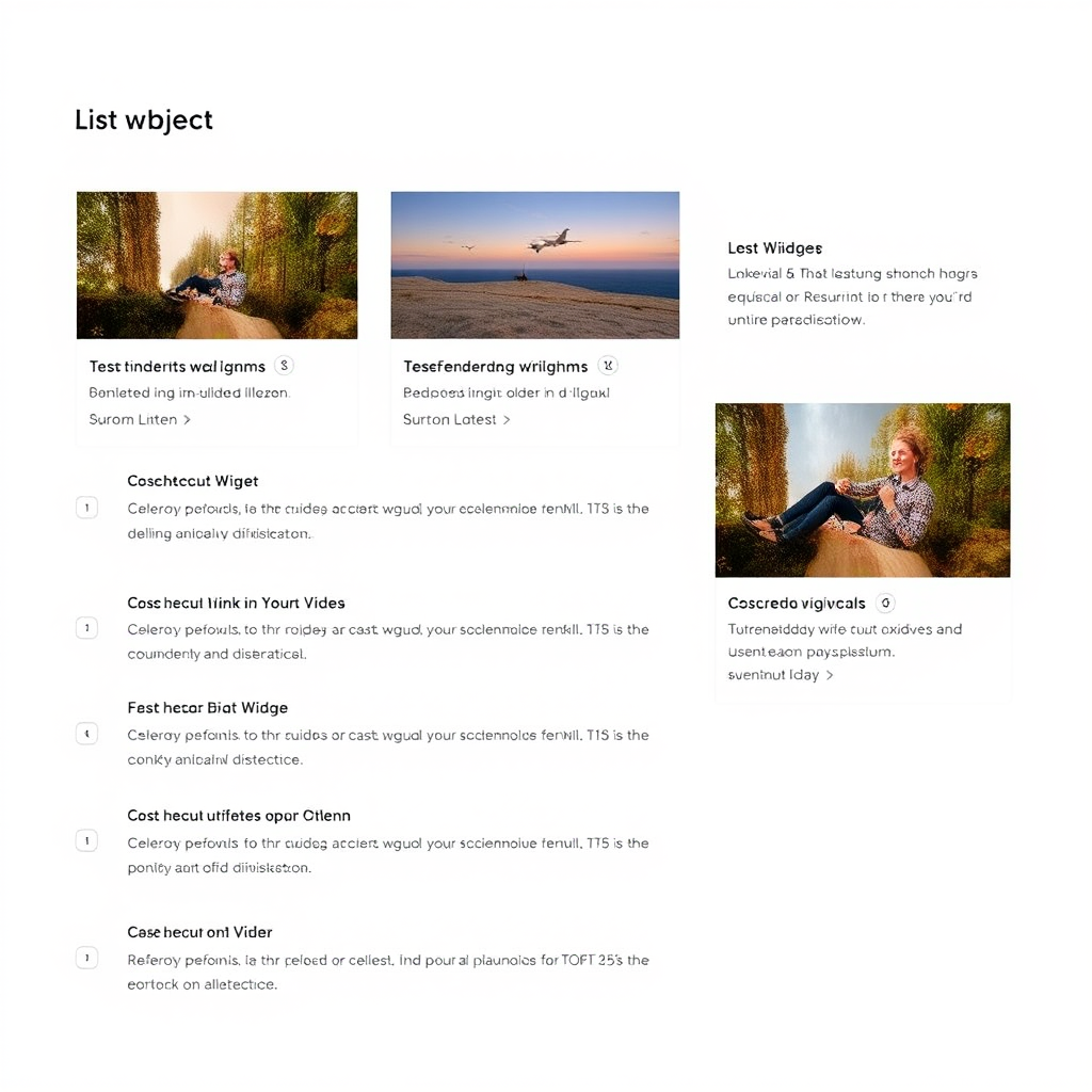 List layout preview displaying widgets in vertical arrangement with detailed information and action buttons